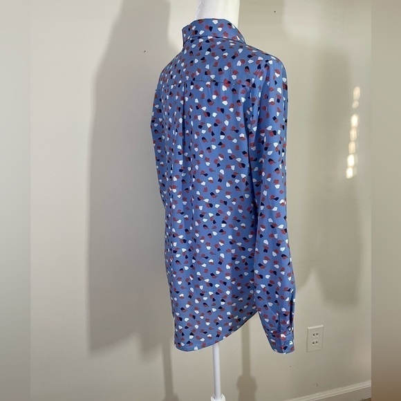Collective concepts sz lg blouse top silky feel in a mini design in blues, rust - Picture 8 of 10